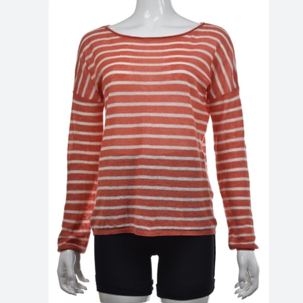 Vince-MEDIUM- Linen Sweater- Orange Stripe